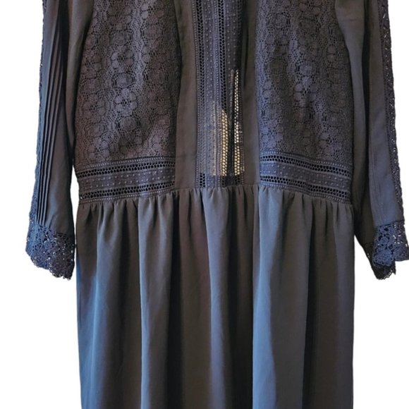 Revolve Heartloom Aimee Lace Mini Dress Cutout Quarter Sleeve Black Dress Size L - Picture 9 of 16